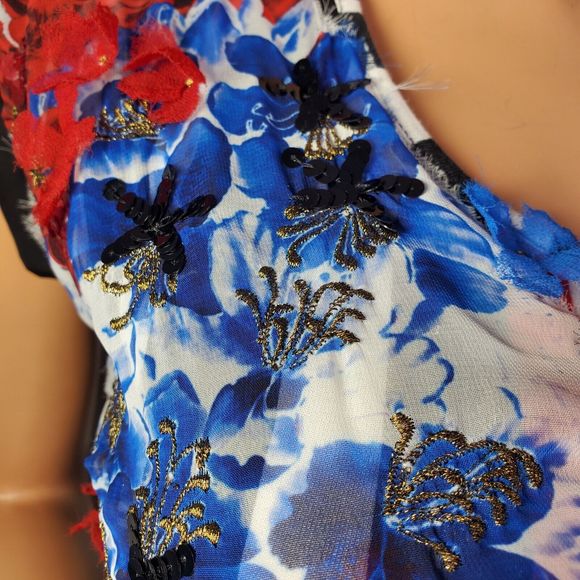 Desigual by Christian Lacroix Women's SS Blouse Stripes 3D Floral Applique Small - Picture 5 of 13